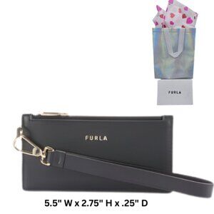 Furla Leather Black Wristlet Card Holder w/ Dust Bag & Gift Box –GIFT BAG